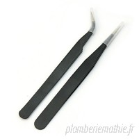 Globalflashdeal Outil fixe de forceps droites et courbes pour le strass de l'art des ongles-noir B07TXY5X6N